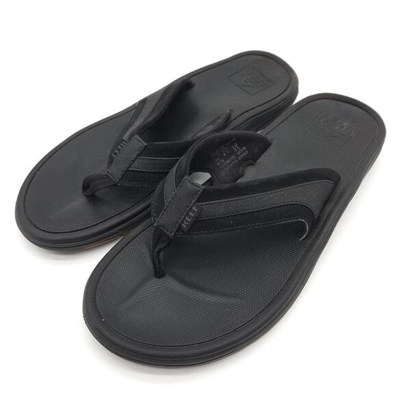 Reef (Mens Size 10) Ortho Coast Synthetic Open Toe Thong Flip Flop Sandals Black - Picture 1 of 7